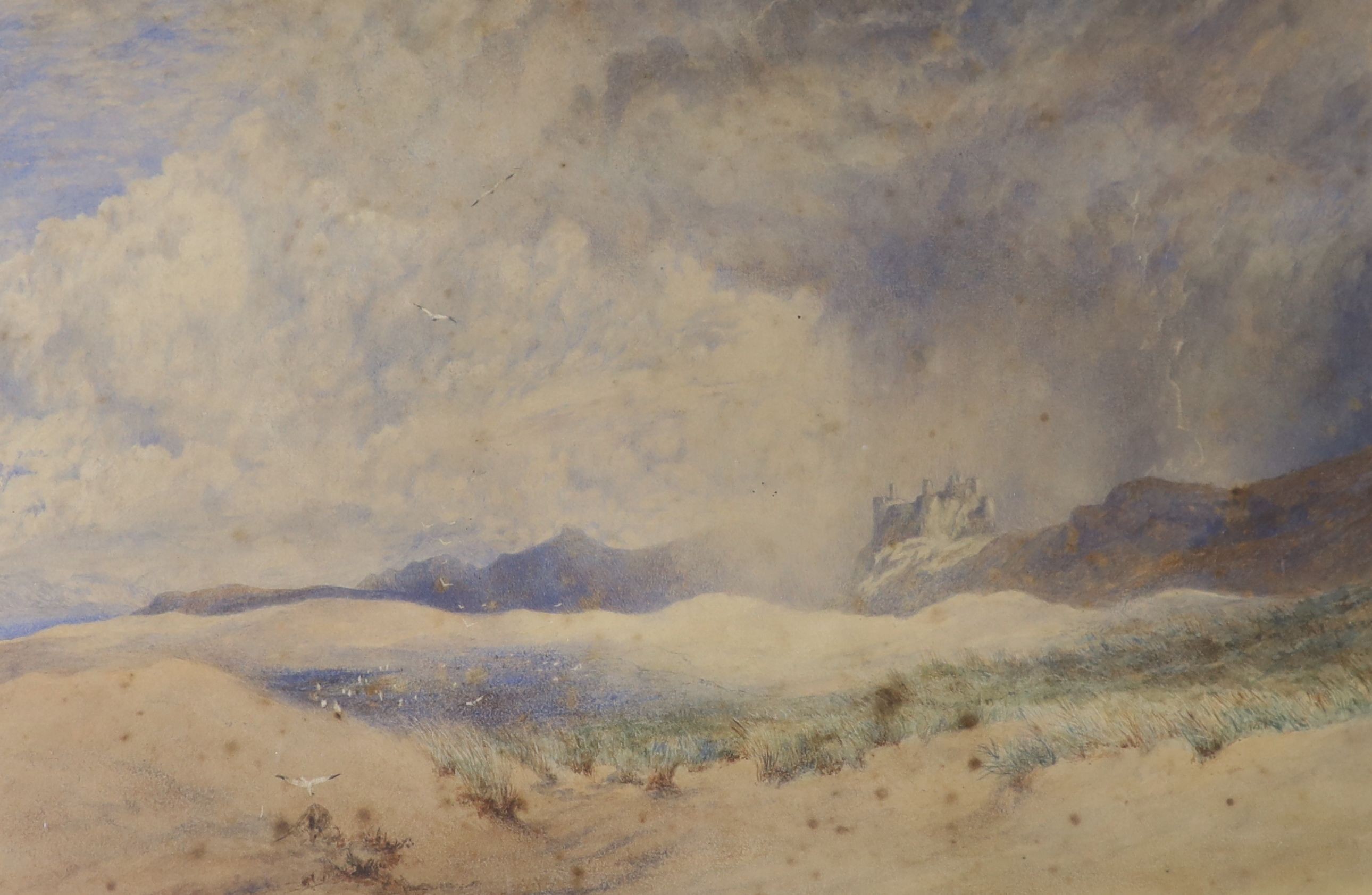 Harry Hine (1845-1941), two watercolours, Mont St Michel and a View of Harlech Castle 1852, 24 x 40cm and 25 x 37cm